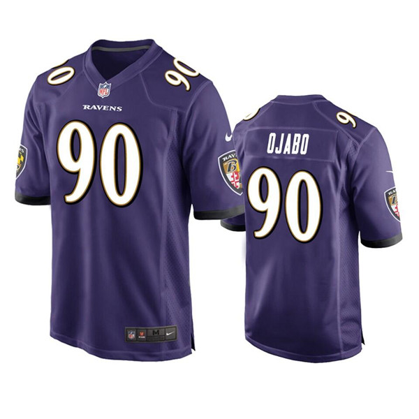 Men's Baltimore Ravens #90 David Ojabo Purple Stitched Game Jersey